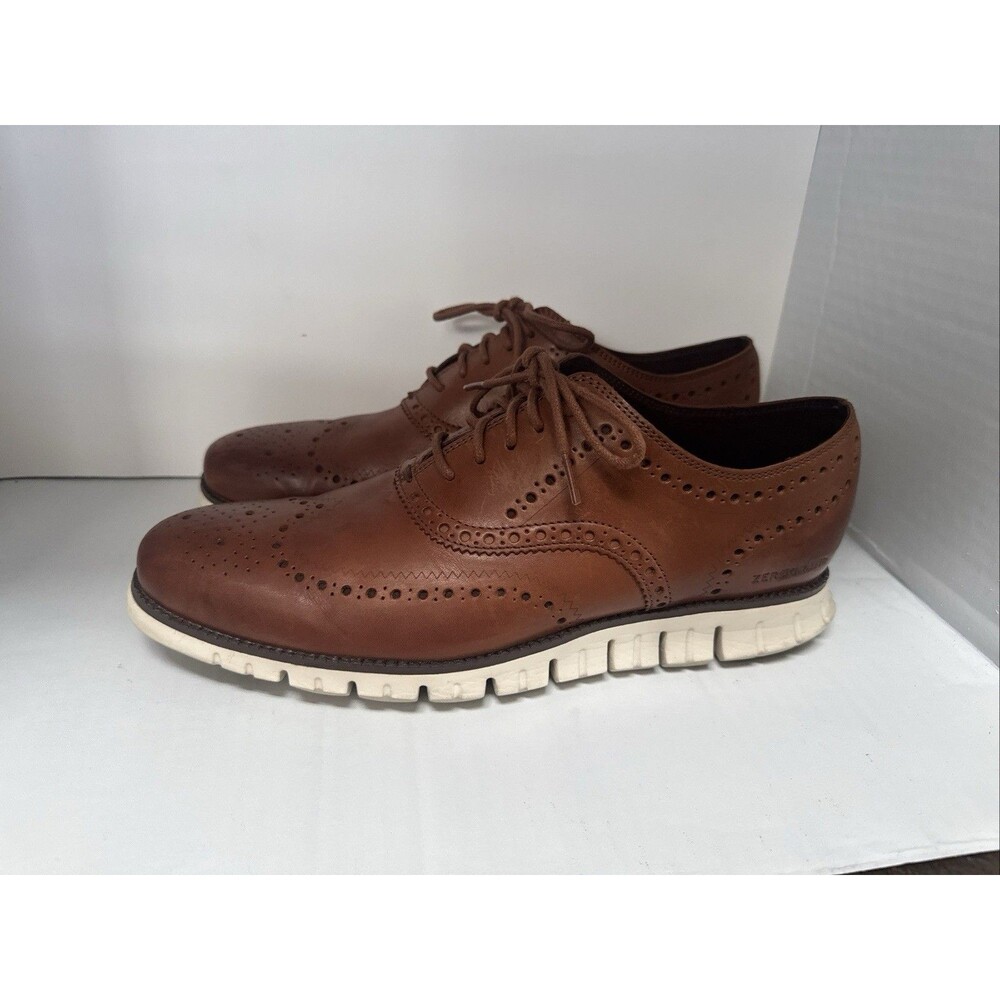 Cole Haan Mens ZeroGrand Wingtip Oxfords C14493 British Tan Sz 11.5 M